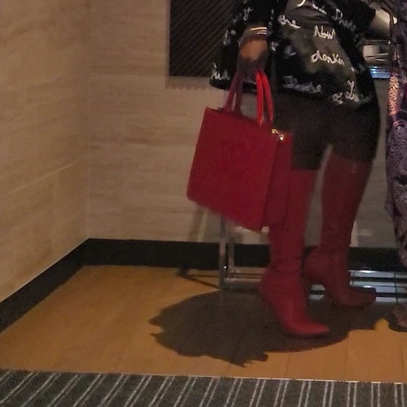 Red Knee High Stiletto Boots Sz 9 - Picture 2 of 10